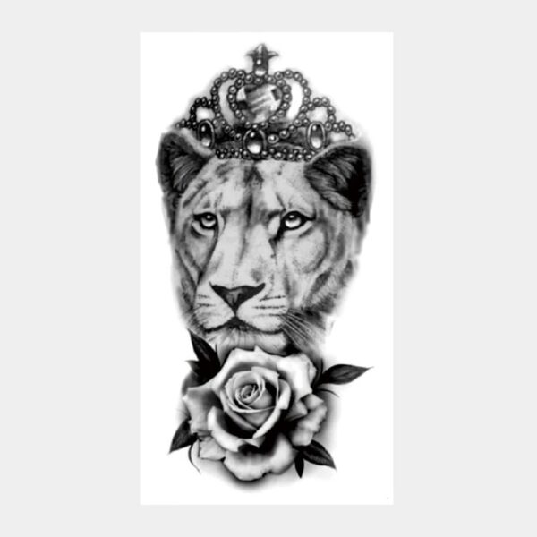 Tatouage temporaire Lionne avec une Couronne