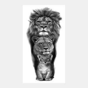 Tatouage temporaire animal féroce Famille Lion - Faux tatouage