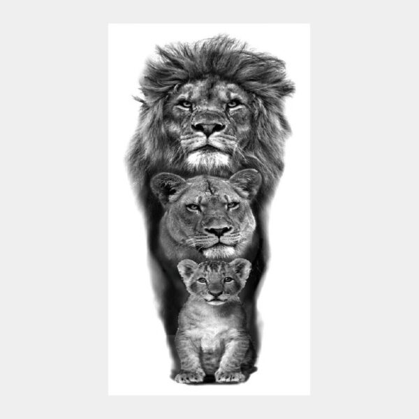 Tatouage temporaire animal féroce Famille Lion - Faux tatouage