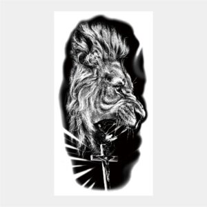 Tatouage temporaire lion avec croix chrétienne