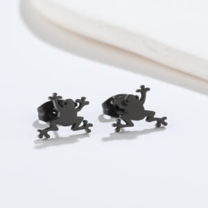 Boucles d'oreilles Grenouille Noir