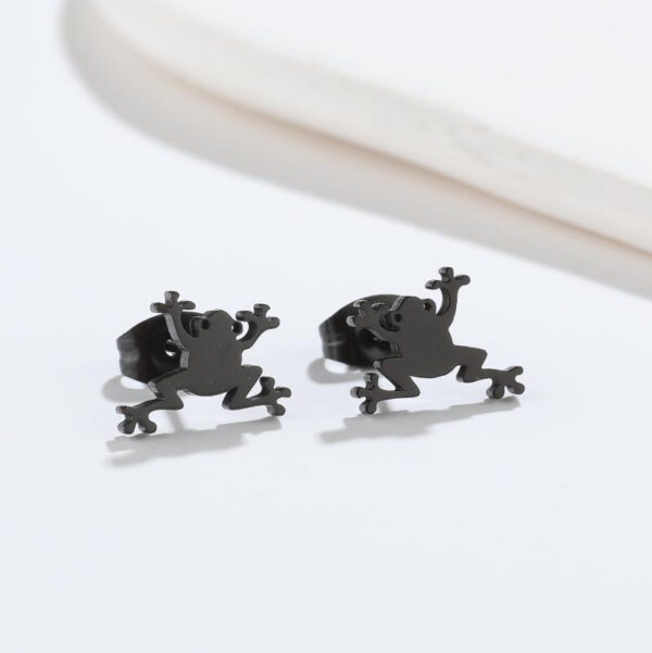 Boucles d'oreilles Grenouille Noir