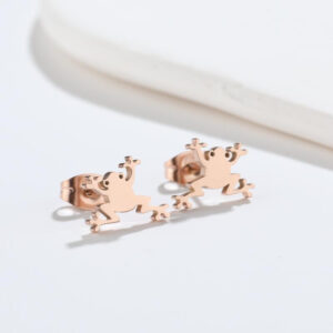 Boucles d'oreilles Grenouille OR rose