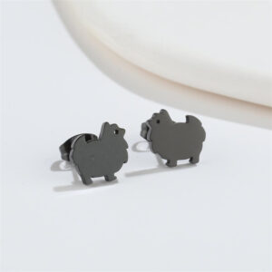 Boucles d'oreilles Chien Pomeranian Noir