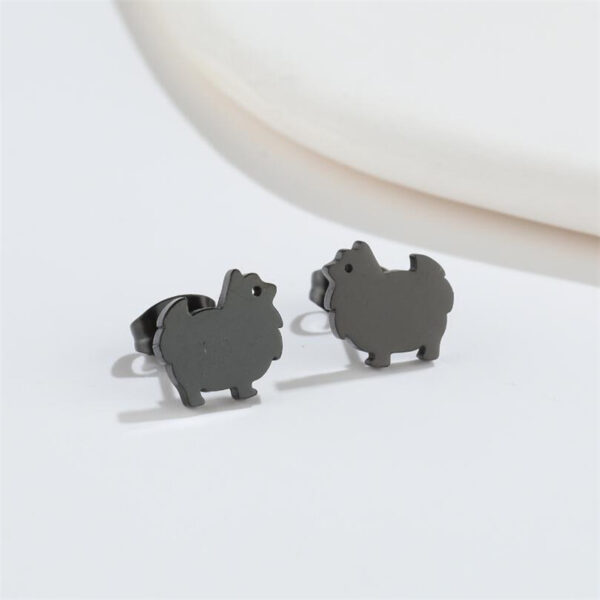 Boucles d'oreilles Chien Pomeranian Noir