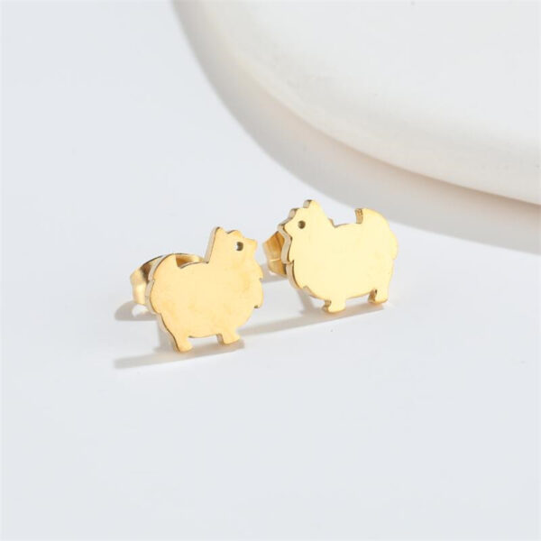 Boucles d'oreilles Chien Pomeranian Or 2