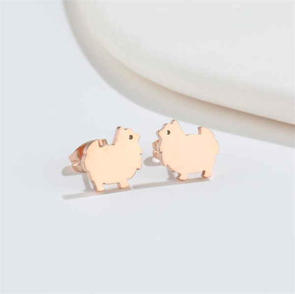 Boucles d'oreilles Chien Pomeranian Or rose