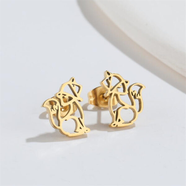 Boucles D'oreilles Renard En Argent 925 - Hypoallergénique, Plaqué Or Rose - 16x16 Mm - Cadeau Fête Des Mères