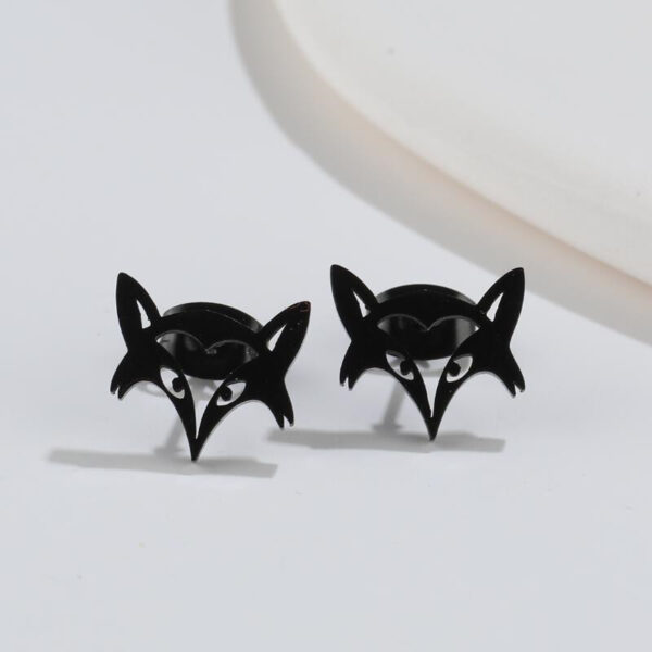 Boucles d'oreilles Tête de Renard Noire