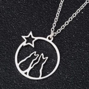 Collier Deux Chat une étoile Argent