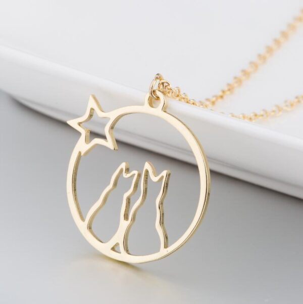 Collier Deux Chat une étoile Or