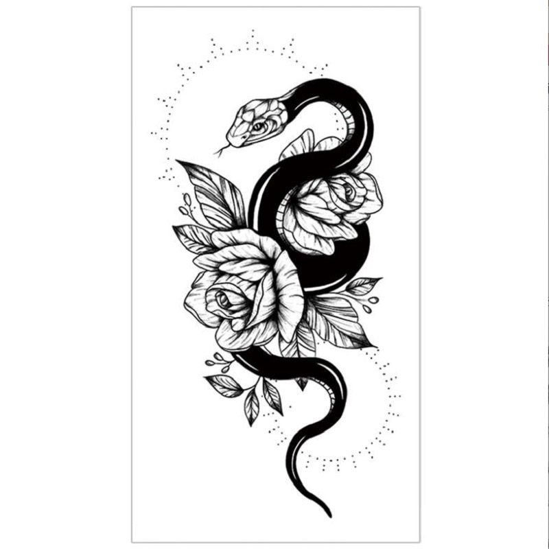 Tatouage temporaire Serpent noir Animal Totem