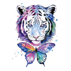 Tatouage-temporaire-coloré-Lion-et-papillon