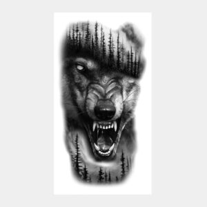 Tatouage temporaire animal féroce Loup méchant - Faux tatouage