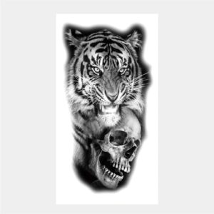 Tatouage temporaire Tigre et tête de mort