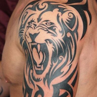 tatouage-lion-tribal