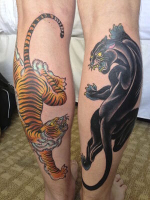 tatouage-tigre jambe