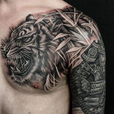 tatouage-tigre-poitrine-épaule