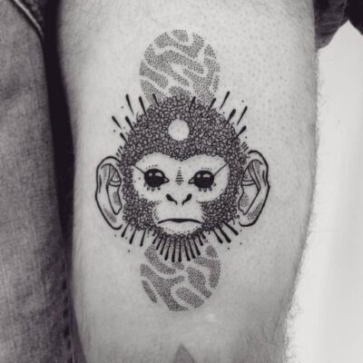 tatouage singe dotwork