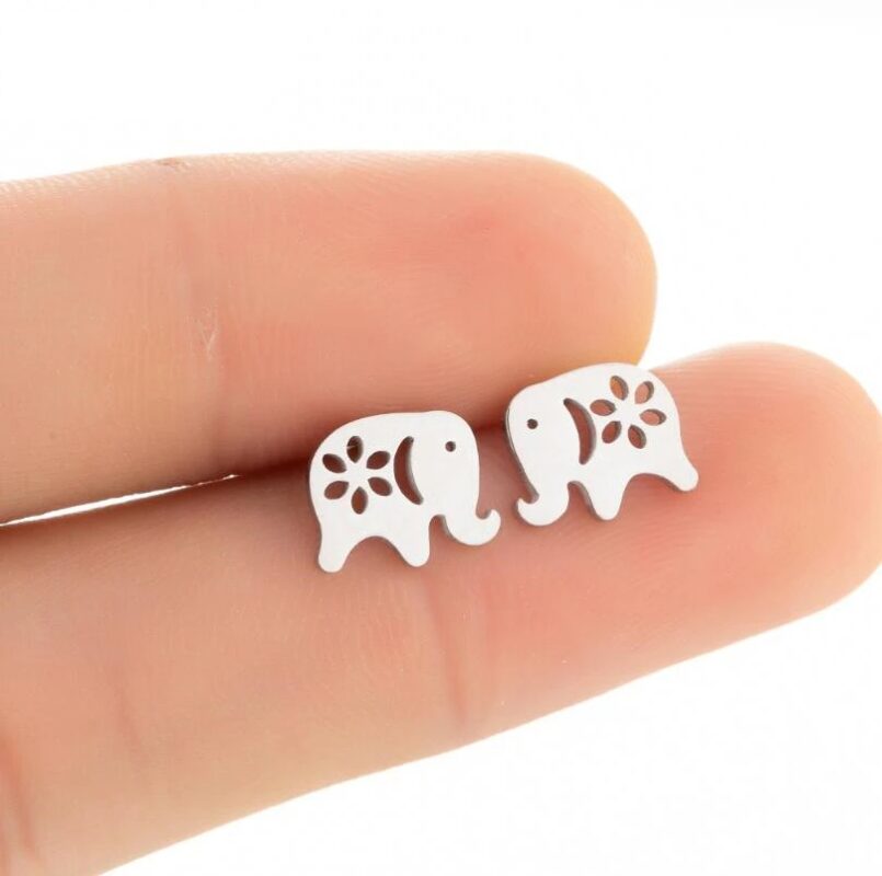 Boucles D'oreilles Éléphant En Acier Inoxydable Pour Femmes, Bijoux En